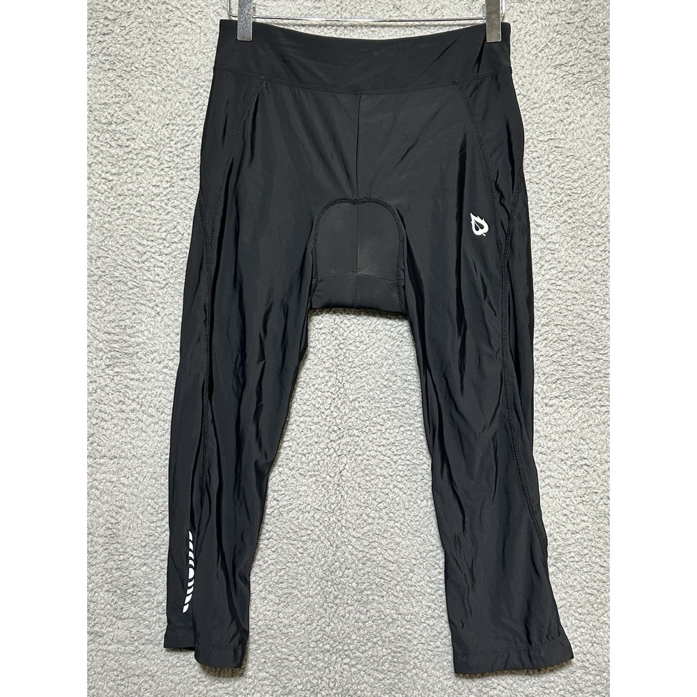 Baleaf Cycling Pants Womens L Large Black Padded‎ Bike Capri UPF 50 UV Block
